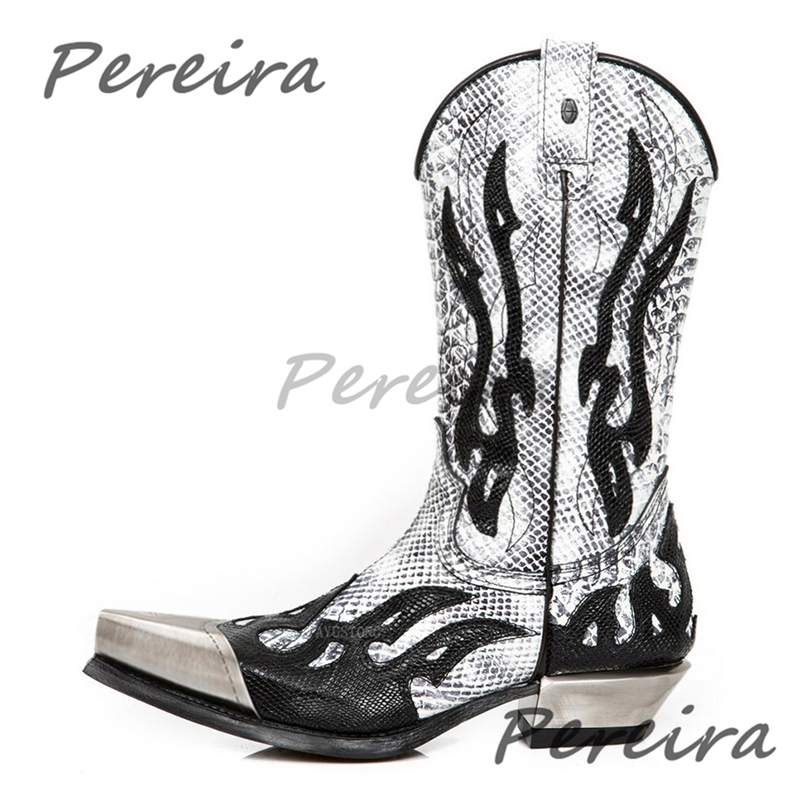 Men'S Shoes Black And White - Schwarz-weiße Chelsea-Stiefel mit Stickerei für Herren,