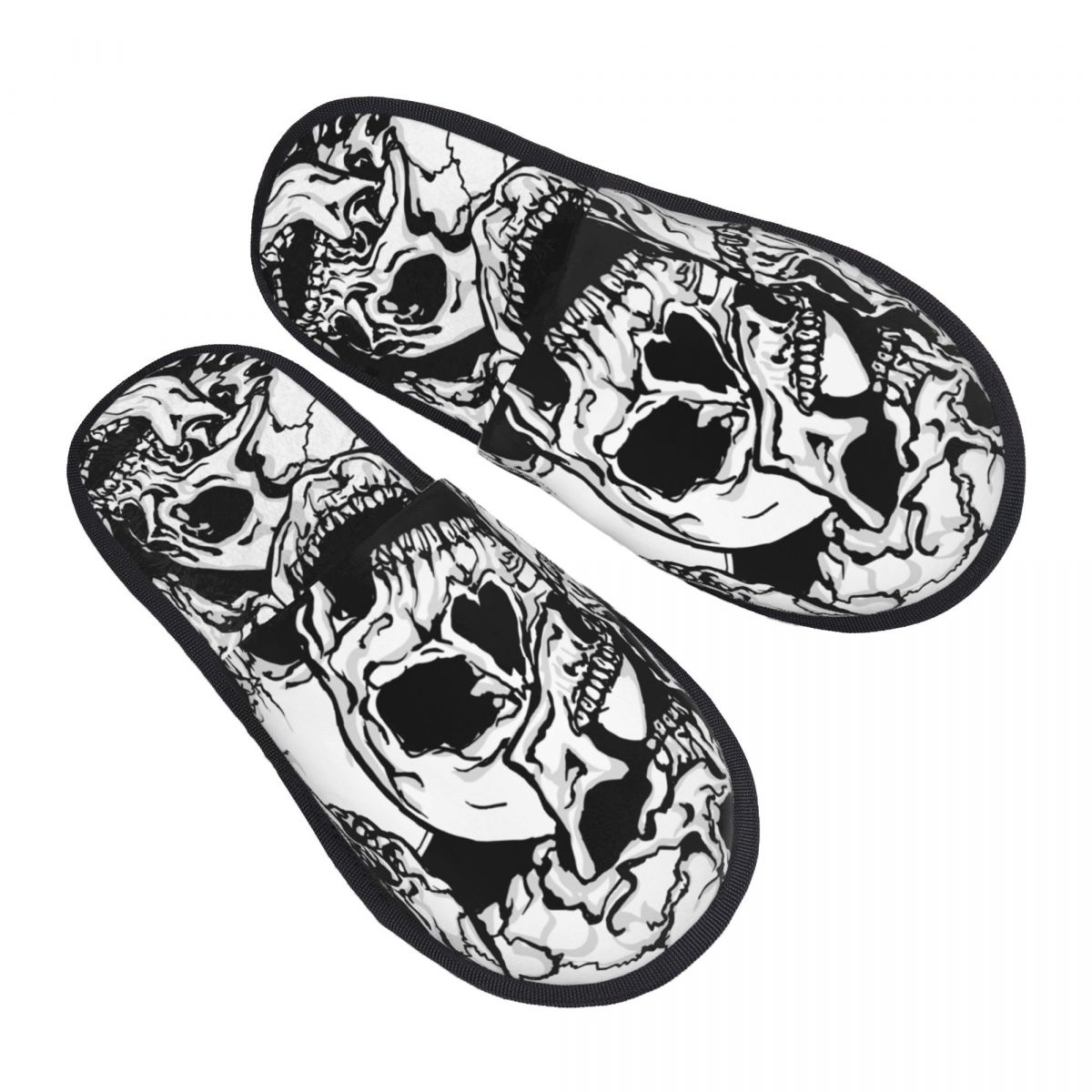 Men'S Shoes Black And White - Schwarz-weiße Totenköpfe für den Innenbereich, warme