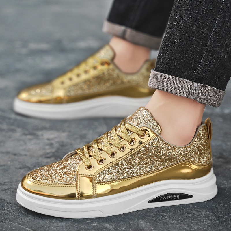 Men'S Shoes Size 42 In Us - Goldene Herren-Sneaker 2025 Neue Luxus-Mode Skateboard-Schuhe