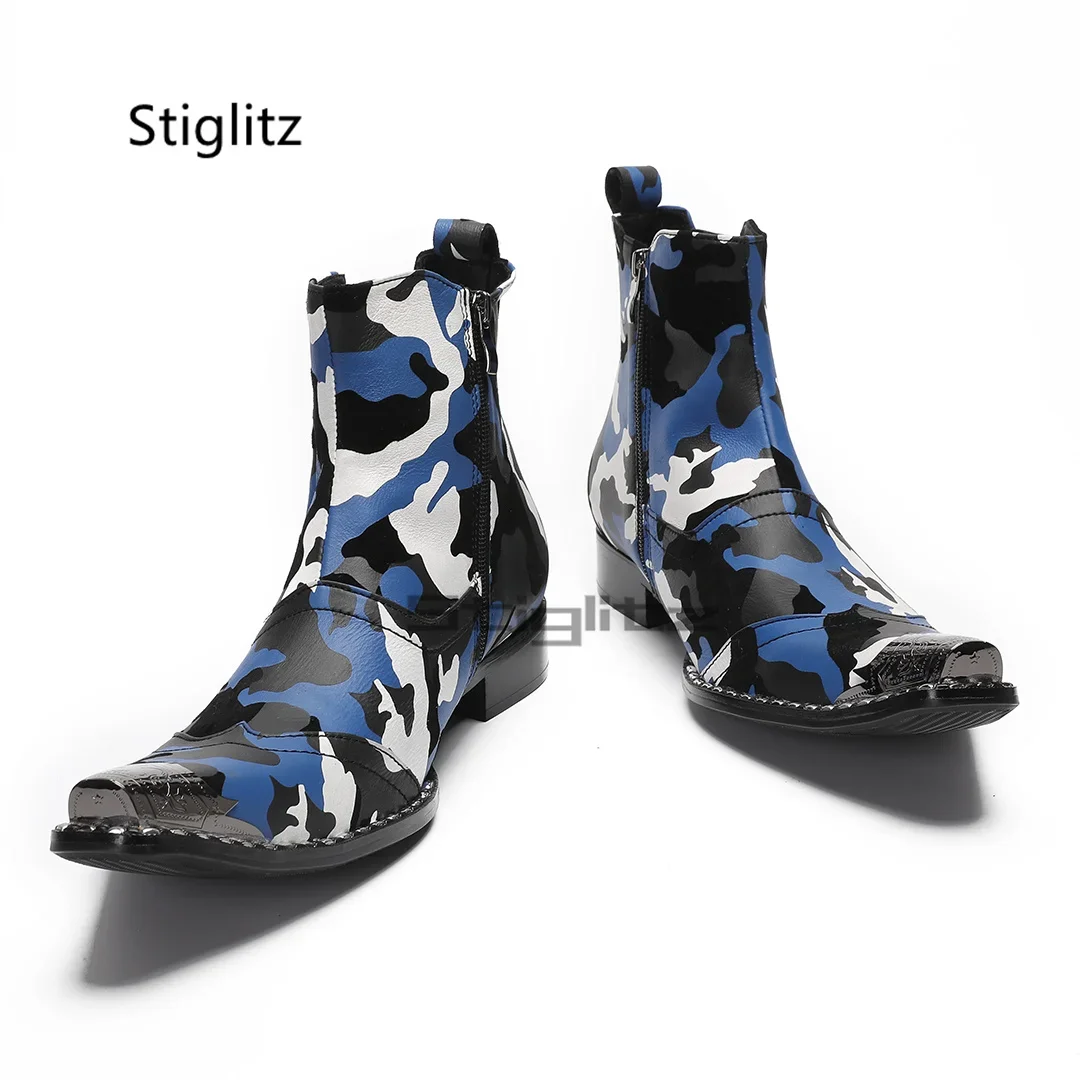 Blau Schwarz Weiß Bedruckte He – Men'S Shoes Black And White Bewertung und Preis